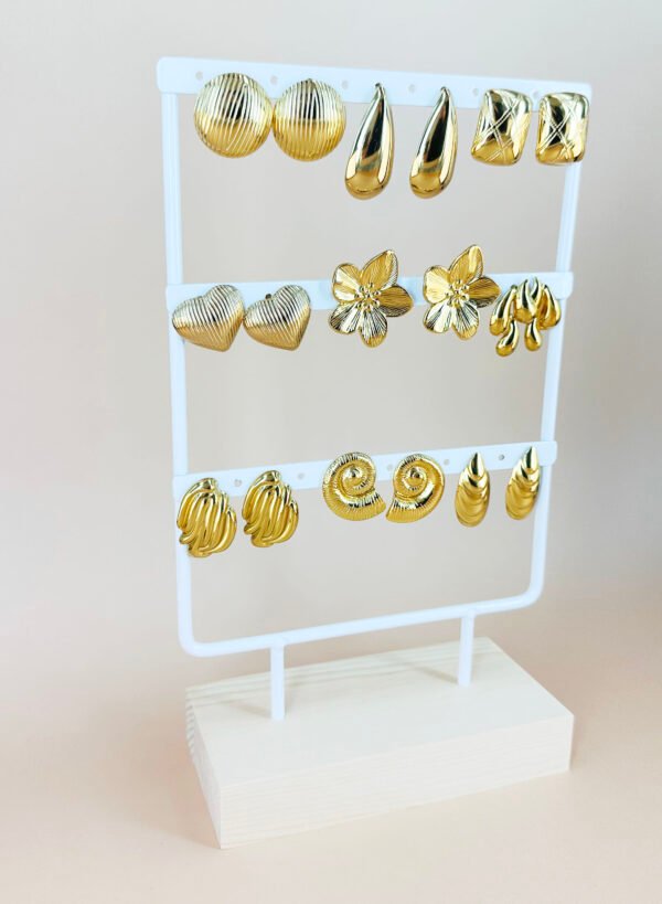 Ensemble lot Boucles d'oreilles acier inoxydable avec présentoir – Image 2