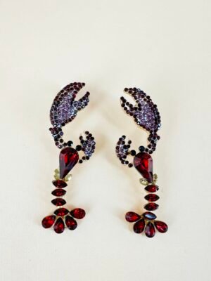 Boucles d’oreilles homard en strass