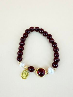 Bracelet Perles pierre rouge