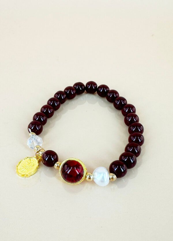 Bracelet Perles pierre rouge – Image 3