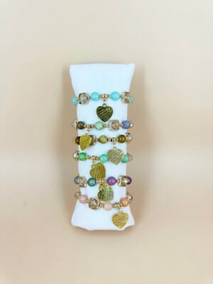 Lot de 12 Bracelets Perles avec charms coeur