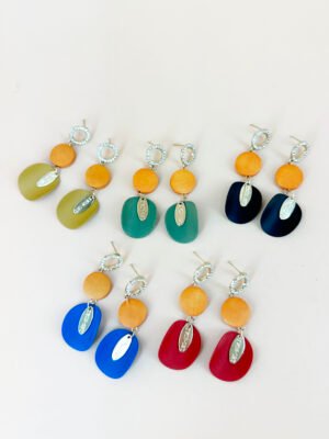 Lot de 12 Boucles d’oreilles pendantes colorées