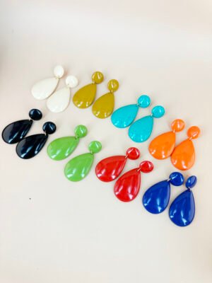Lot de 12 Boucles d’oreilles gouttes colorées pendantes en acétate