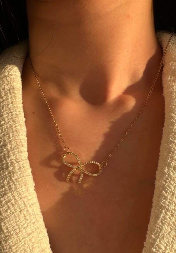 Collier noeud strass en acier inoxydable – Image 2