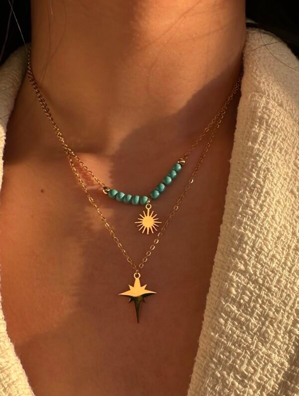 Collier double chaîne en acier inoxydable – Image 2