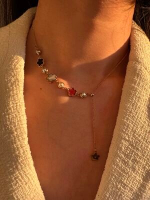 Collier trèfle fleur en acier inoxydable