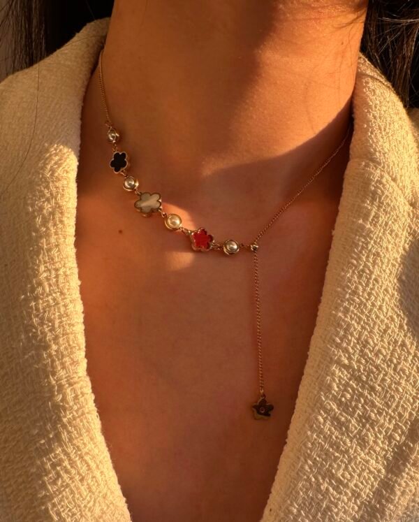 Collier trèfle fleur en acier inoxydable – Image 2