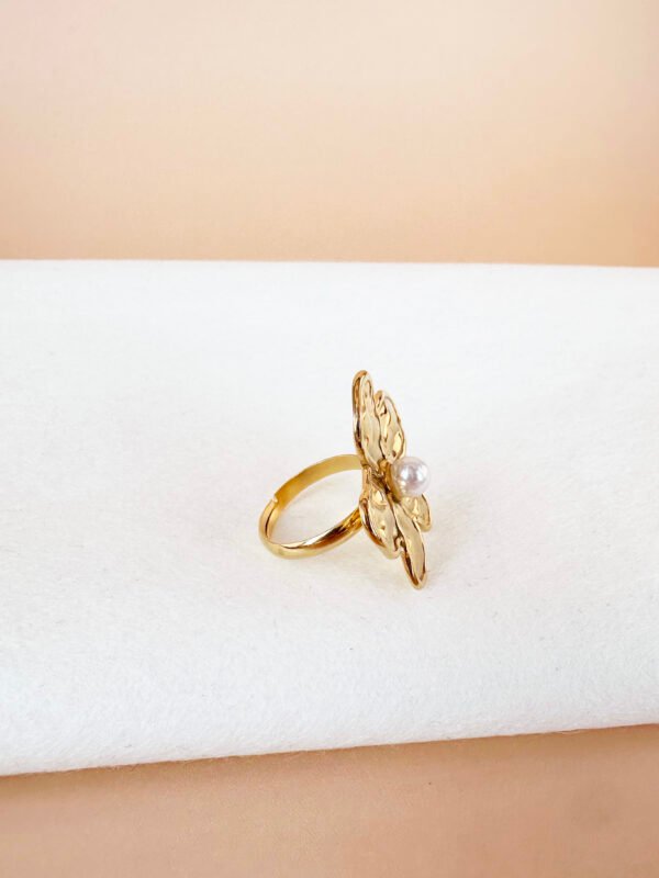 Bague Fleur en acier – Image 2