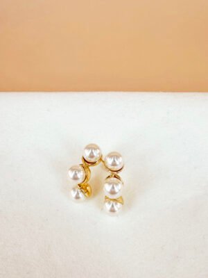 Boucles d’oreilles 3 perles en acier inoxydable
