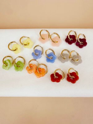 6 pcs Boucles d’oreilles Fleurs