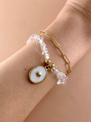 Bracelet perles et chaîne en acier inoxydable