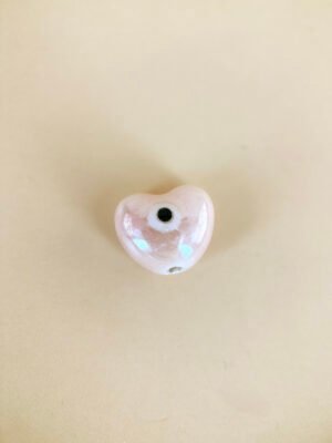 2 perles céramique coeur avec oeil