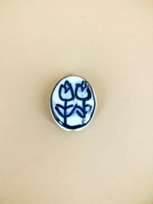 Perle céramique avec motif fleur