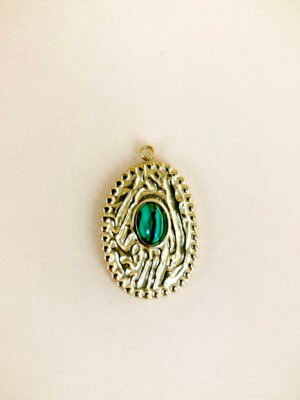 Charm médaillon et pierre malachite