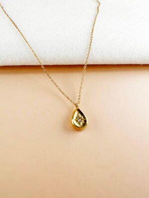 Collier médaillon et étoile en acier inoxydable