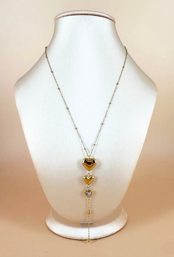 Collier pendentif long coeur en acier inoxydable – Image 3