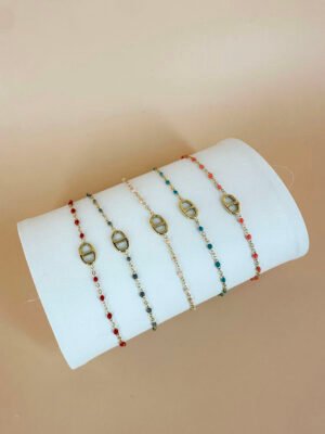Bracelet chaîne colorée avec maillon