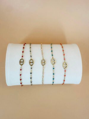 Bracelet chaîne colorée avec maillon