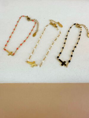 Bracelet chaîne colorée croix