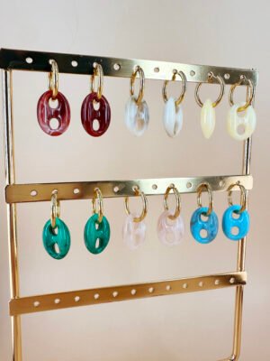 6 pcs Boucles d’oreilles créoles avec maillon