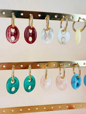 6 pcs Boucles d’oreilles créoles avec maillon