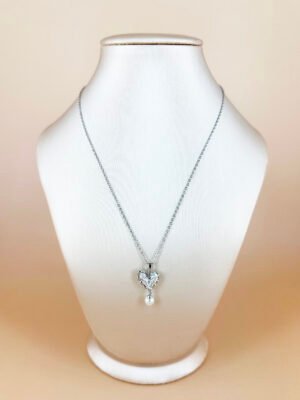 Collier cœur et perle en acier inoxydable