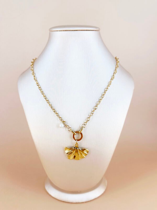 Collier feuille de ginkgo en acier inoxydable – Image 2