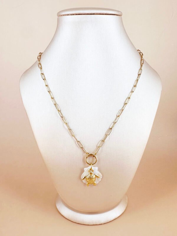 Collier charms coquillage et tortue en acier inoxydable – Image 2