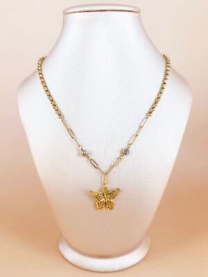 Collier chaine avec pendentif papillon en acier inoxydable