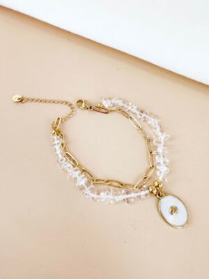 Bracelet perles et chaîne en acier inoxydable