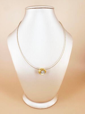 Collier rigide avec pendentif strass en acier inoxydable
