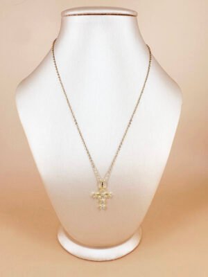 Collier croix en strass en acier inoxydable