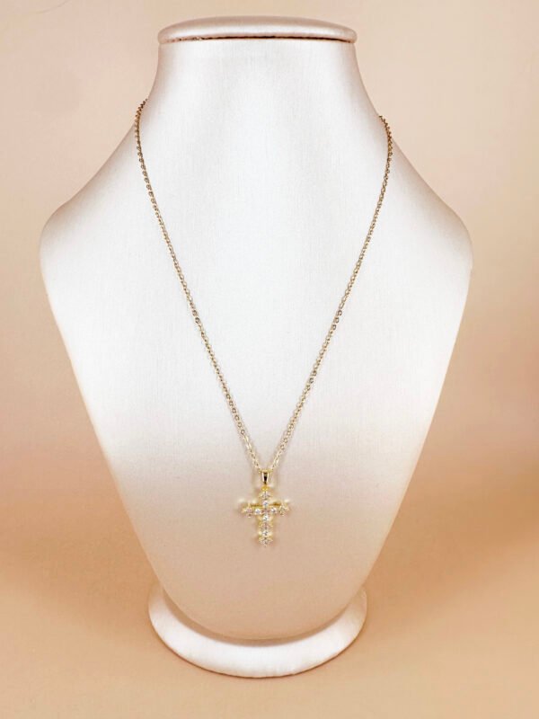 Collier croix en strass en acier inoxydable – Image 2