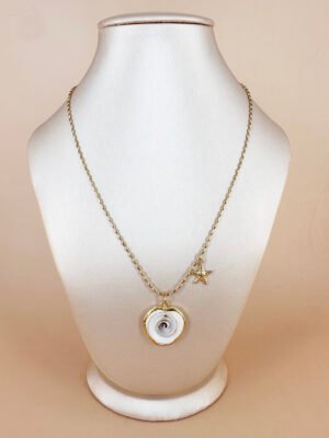 Collier coquillage coeur et étoile de mer en acier inoxydable