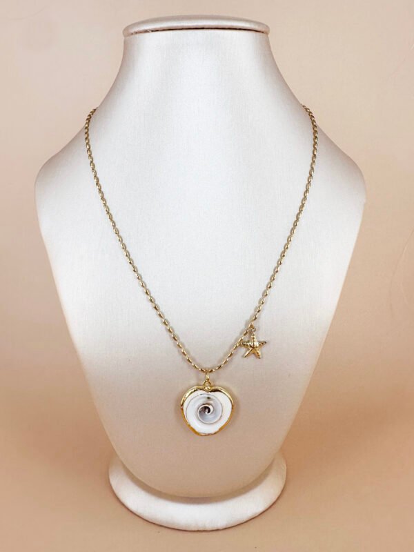 Collier coquillage coeur et étoile de mer en acier inoxydable – Image 2