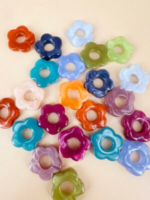 Perle de fleur en acétate 20mm, 10 pièces
