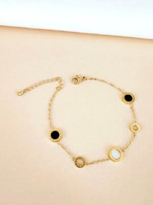 Bracelet avec motif bicolore en acier inoxydable