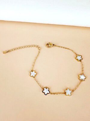 Bracelet avec fleurs en acier inoxydable