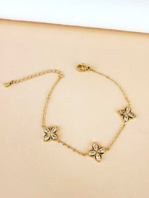 Bracelet motif trèfles en acier inoxydable