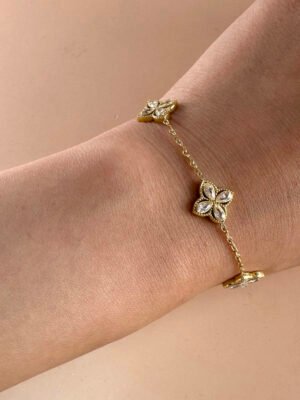 Bracelet motif trèfles en acier inoxydable