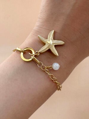 Bracelet breloque étoile de mer en acier inoxydable