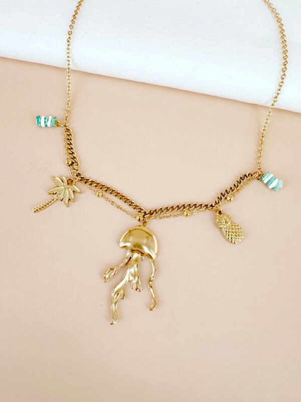 Collier charm breloque méduse en acier inoxydable