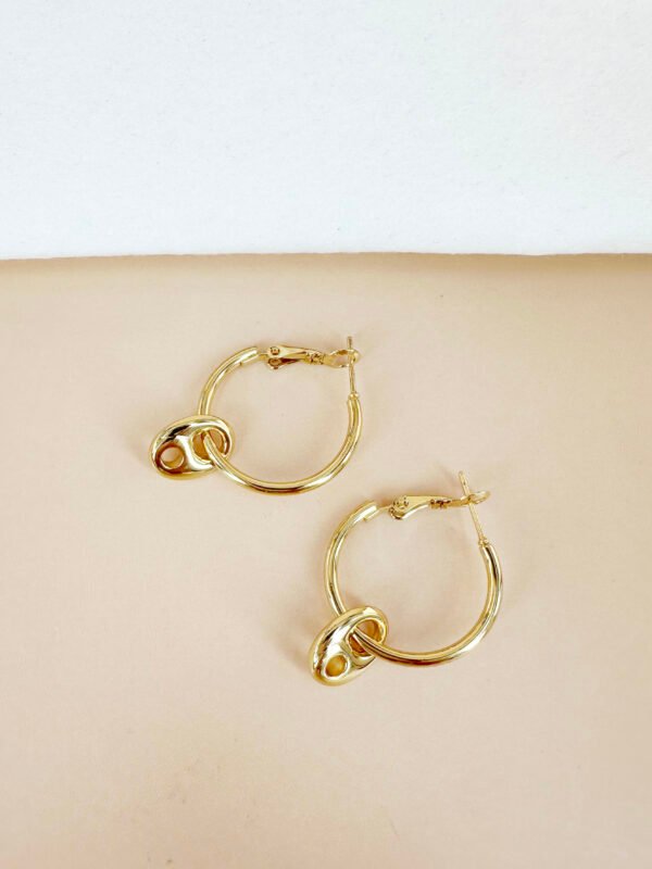 Boucles d'oreilles créoles avec maillon en acier inoxydable – Image 4