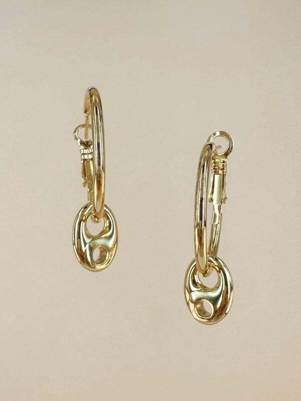 Boucles d'oreilles créoles avec maillon en acier inoxydable – Image 2