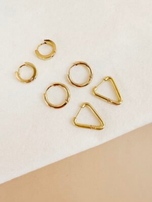 3 Paires de créoles en acier inoxydable triangle