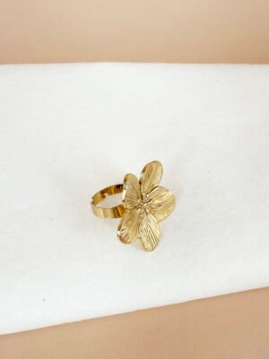 Bague Fleur en acier inoxydable