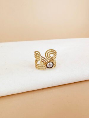 Bague motif avec perle