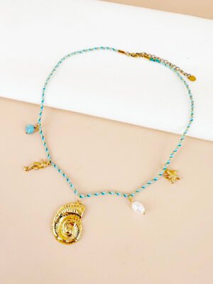Collier cordon avec charms coquillage en acier inoxydable