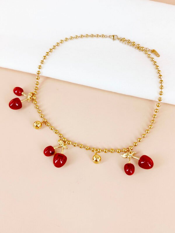 Collier avec multiples cerises en acier inoxydable – Image 3