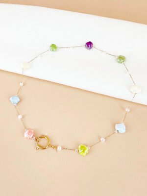 Collier coquillage colorés avec fermoir pour charms